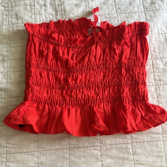 H& M Red Ruffled Strapless Top - Picture 4 of 7